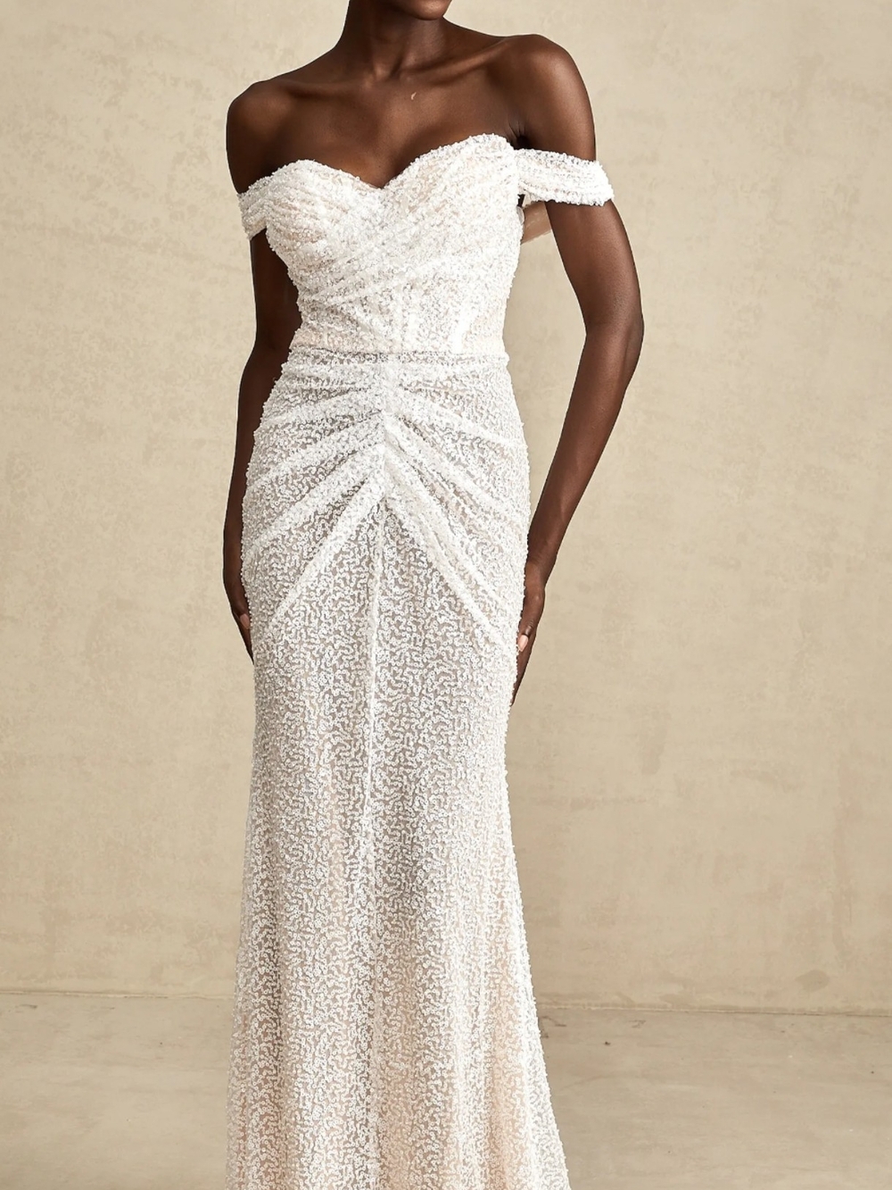NWT Miss Rosier Margot Beaded Sequin Maxi Wedding Gown Mermaid